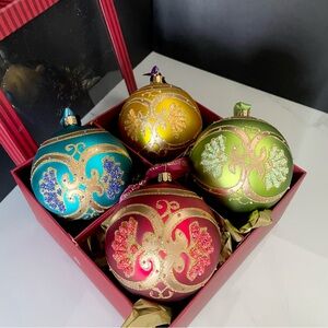 SET of 4 Paisley Ball Heirloom Ornaments - North Pole Collection - by Waterford
